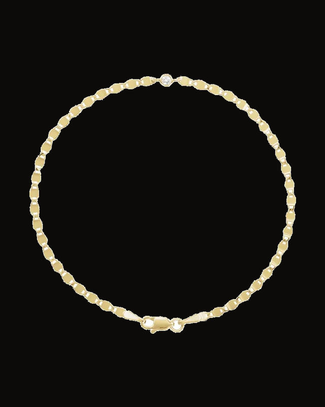 0.06 Ct Natural Diamond Bezel-Set Solitaire Bracelet — 14K Yellow Gold
