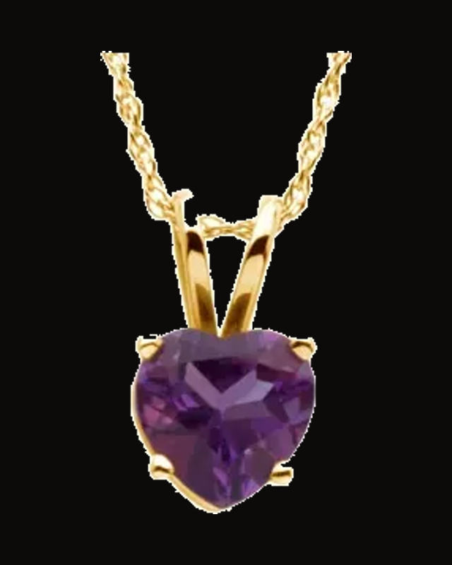 Natural Amethyst Heart Necklace — 14K Yellow Gold · 6 x 6 mm