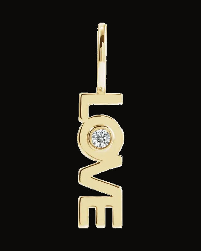 0.03 Ct Natural Diamond Love Charm/Pendant — 14K Yellow / White Gold