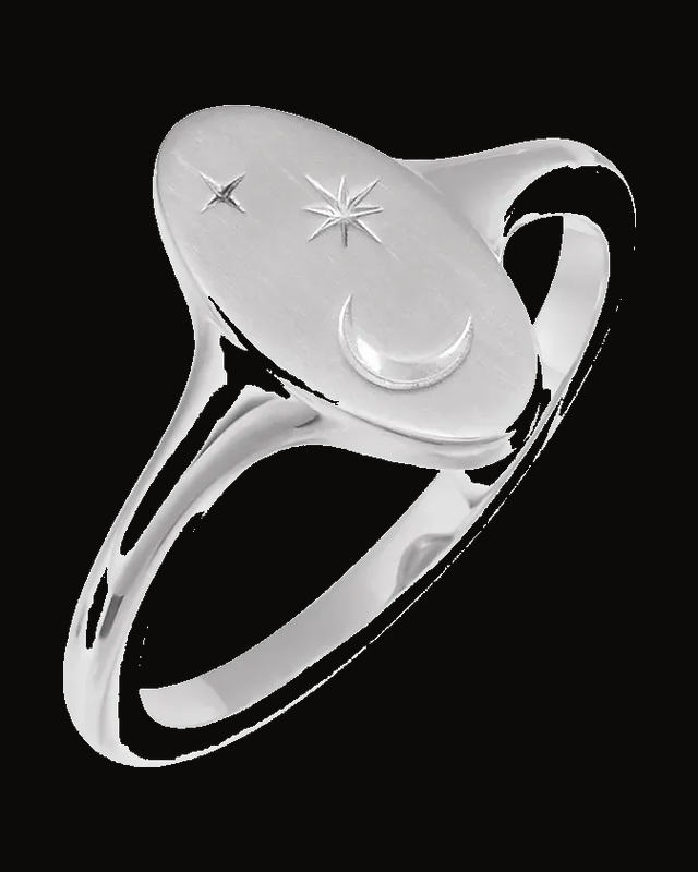 Moon And Star Signet Ring
