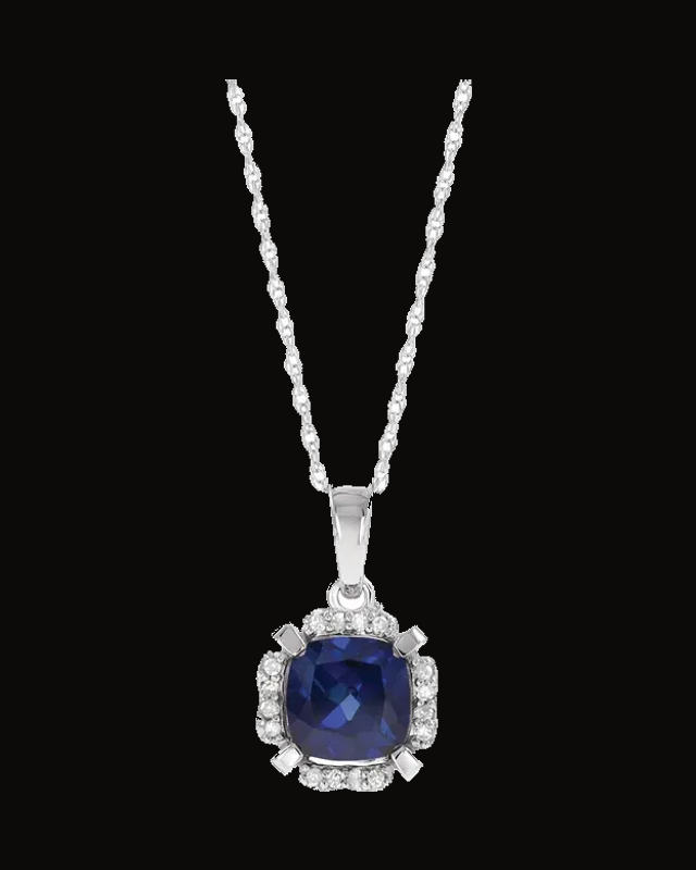 Halo-Style Birthstone Necklace — Rhodium-Plated on 14K White Gold · 0.04 CTW