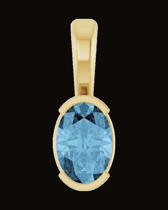 Natural Sky Blue Topaz Solitaire Pendant — 14K White / Yellow Gold · 6 x 4 mm