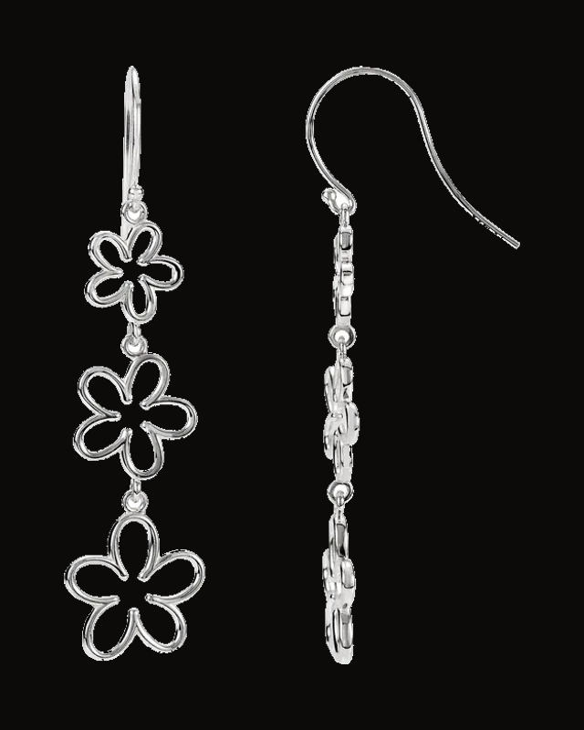Floral Dangle Earrings — Sterling Silver