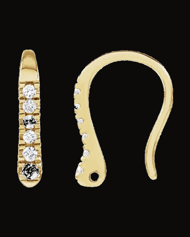 0.037 CTW Natural Diamond French Wire Earring Top — 14K White / Yellow Gold