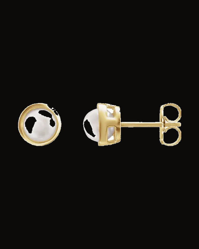 Pearl Bezel Earrings — 14K Yellow Gold · 5 mm