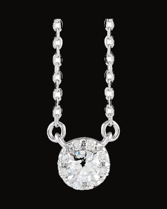 1/5 CTW Lab-Grown Diamond French-Set Necklace — Rhodium-Plated on 14K White Gold