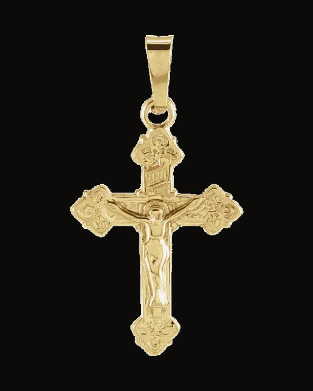 Youth Crucifix Pendant — 14K Yellow Gold