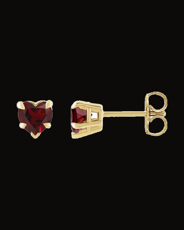 Heart 5-Prong Claw V-End Stud Earrings — 14K Yellow Gold · 5 x 5 mm