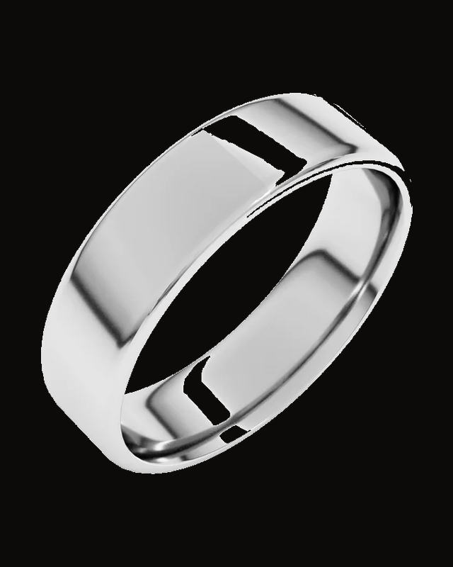 Lightweight Round-Edge Comfort-Fit Flat Band — Sterling Silver · 6 mm