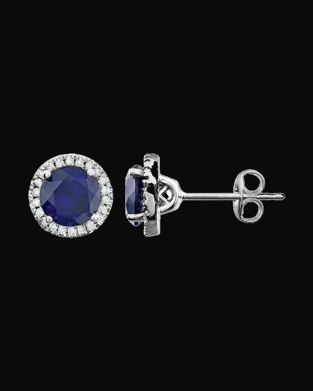 Round 4-Prong Halo-Style Birthstone Earrings