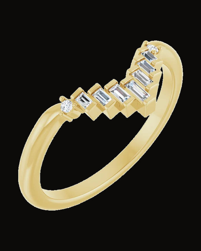 0.08 CTW Natural Diamond Contour Band — 14K White / Yellow Gold · 1.5 mm