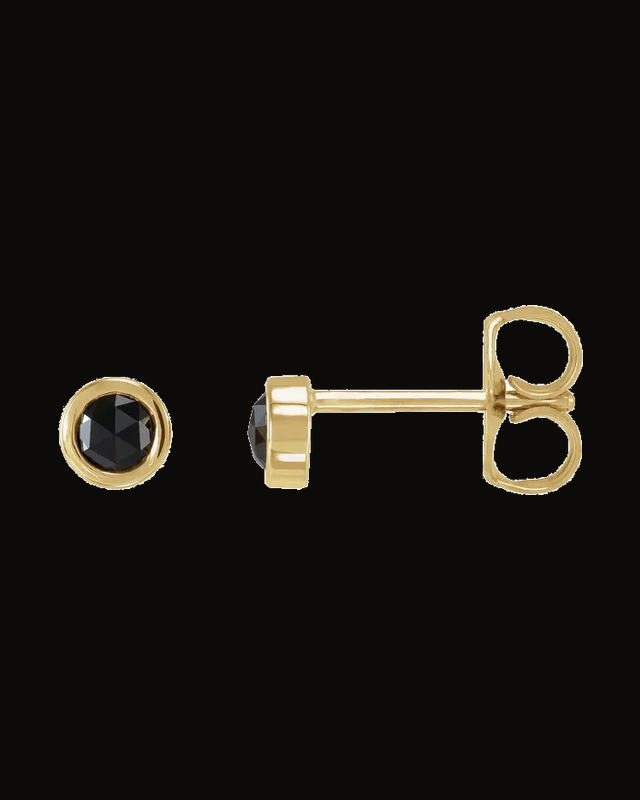Round Bezel-Set Rose-Cut Stud Earrings — 14K Yellow Gold