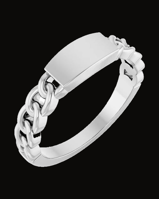 Engravable Chain Link Ring — Sterling Silver · 1.87 mm