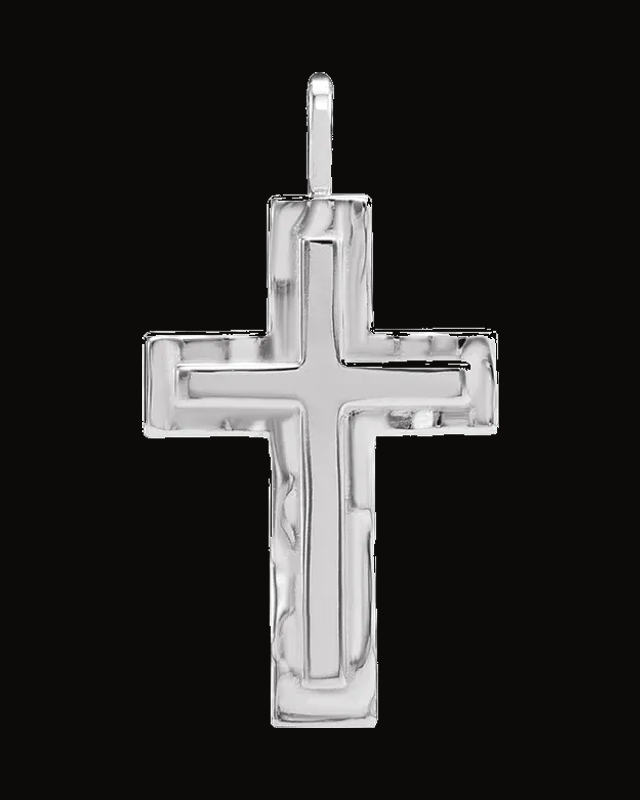 Textured Cross Necklace or Pendant — Sterling Silver