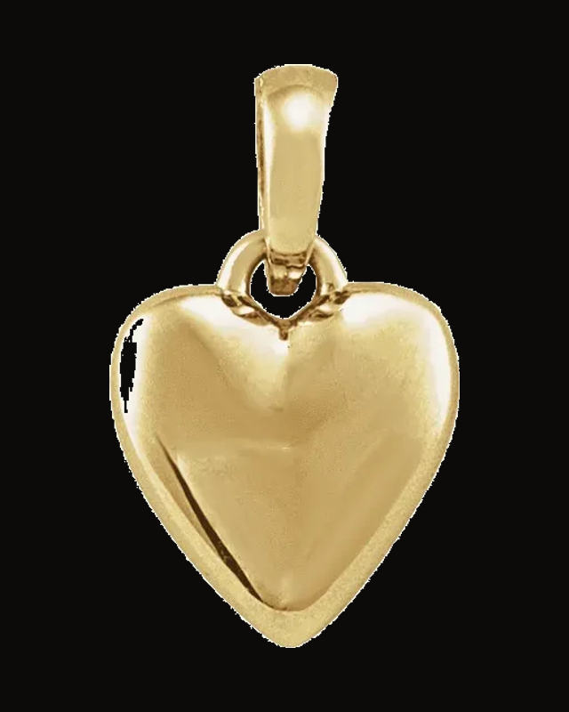 Puffed Heart Necklace or Pendant — 14K Yellow Gold
