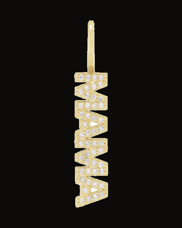 1/10 CTW Natural Diamond Mama Charm/Pendant — 14K Yellow Gold
