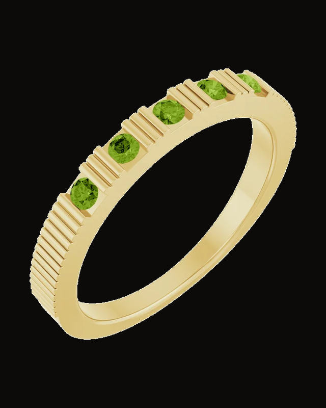 Natural Peridot Stackable Birthstone Ring — 14K Yellow Gold · 2.6 x 2.5 mm