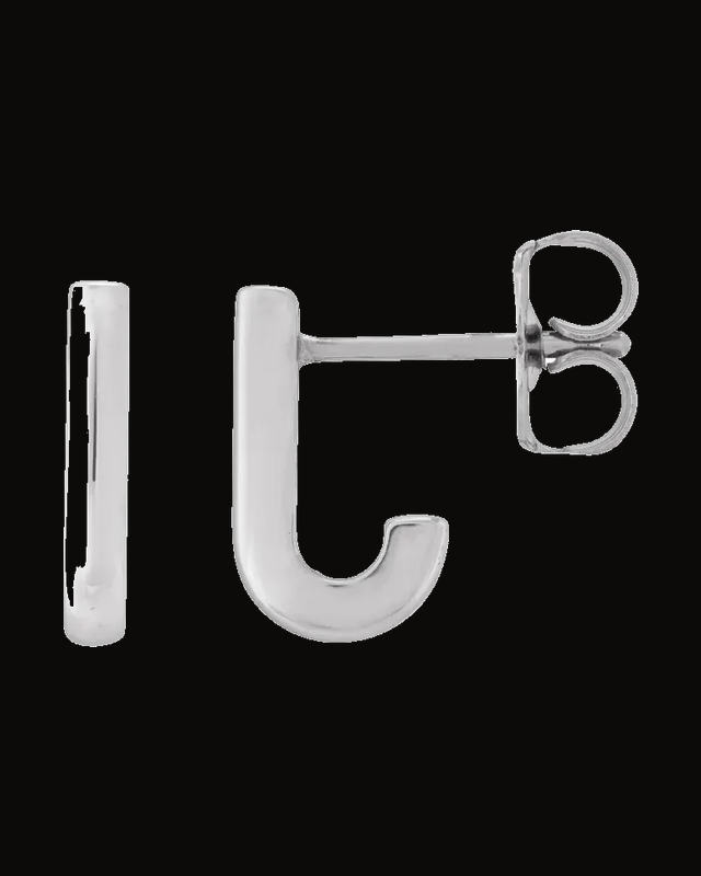 J-Hoop Earrings — Rhodium-Plated on 14K White Gold
