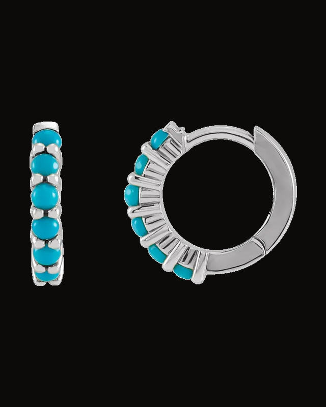 Cabochon Hinged Hoop Earrings
