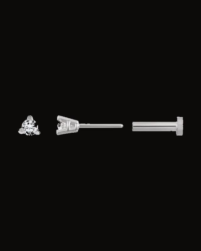 Round 3-Prong Press Fit Stud Earrings — 14K Yellow / White Gold