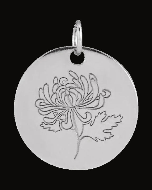 Birth Flower Disc Necklace or Pendant