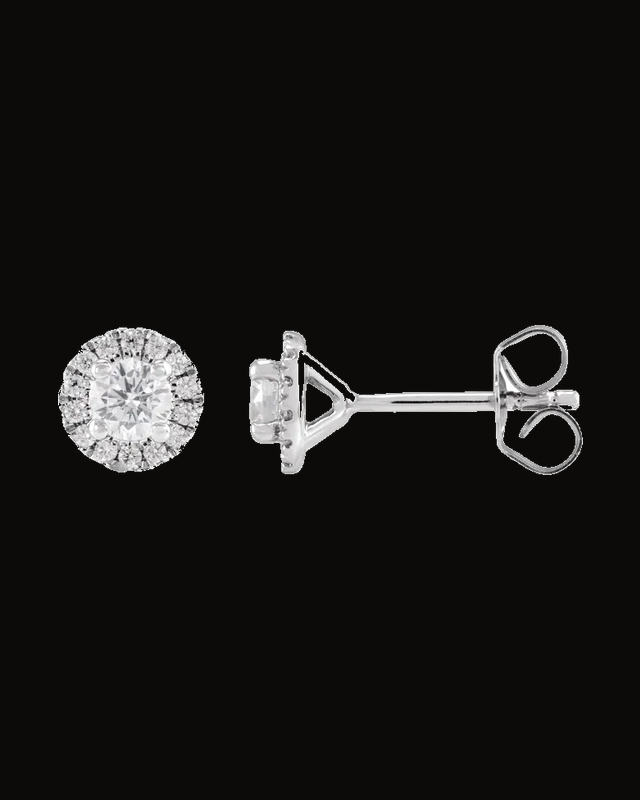 Cocktail-Style Halo-Style Stud Earrings — Rhodium-Plated on Sterling Silver · 3/4 CTW