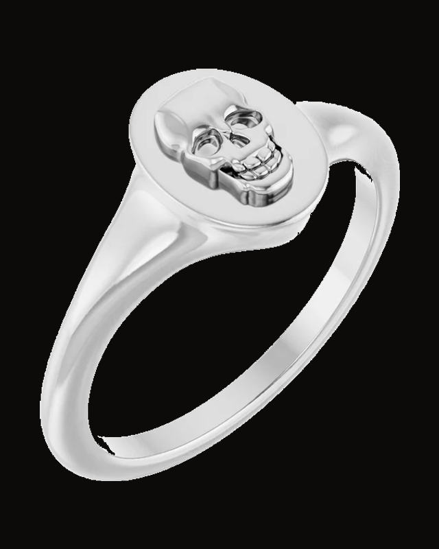 Skull Signet Ring — Sterling Silver · 9.5 x 7.1 mm