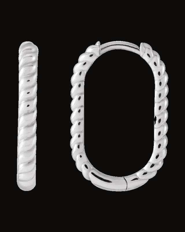 Elongated Rope Hoop Earrings