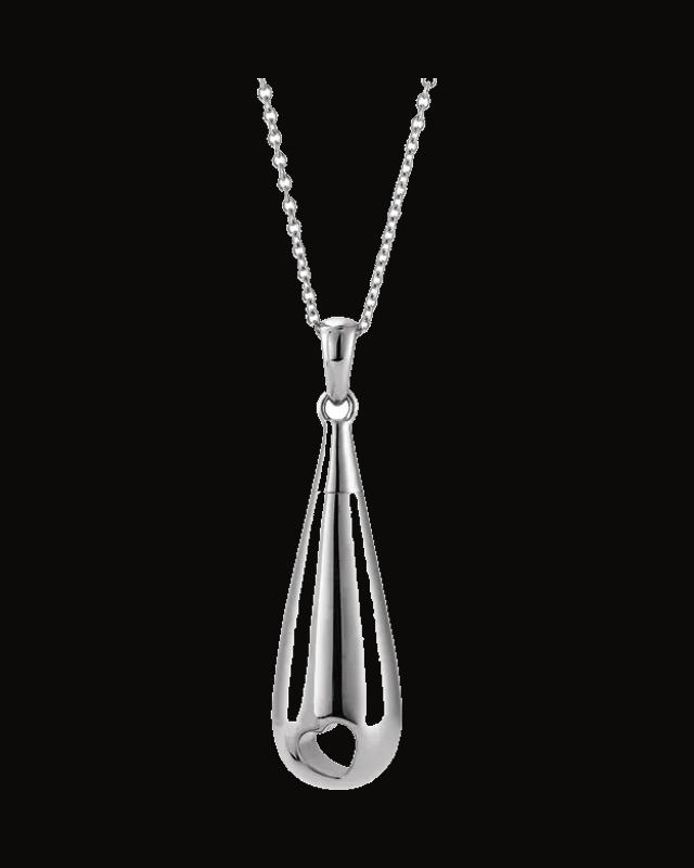 Tear of Love Ash Holder Necklace — Rhodium-Plated on Sterling Silver