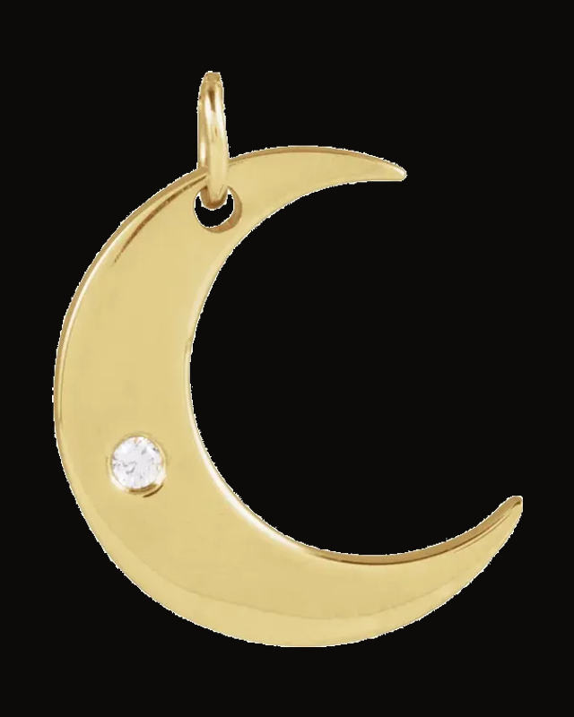 Crescent Moon Necklace or Pendant — 14K Yellow Gold · 0.01 CT