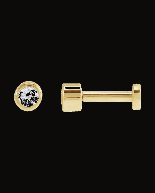 Round Bezel-Set Earrings — 14K Yellow Gold