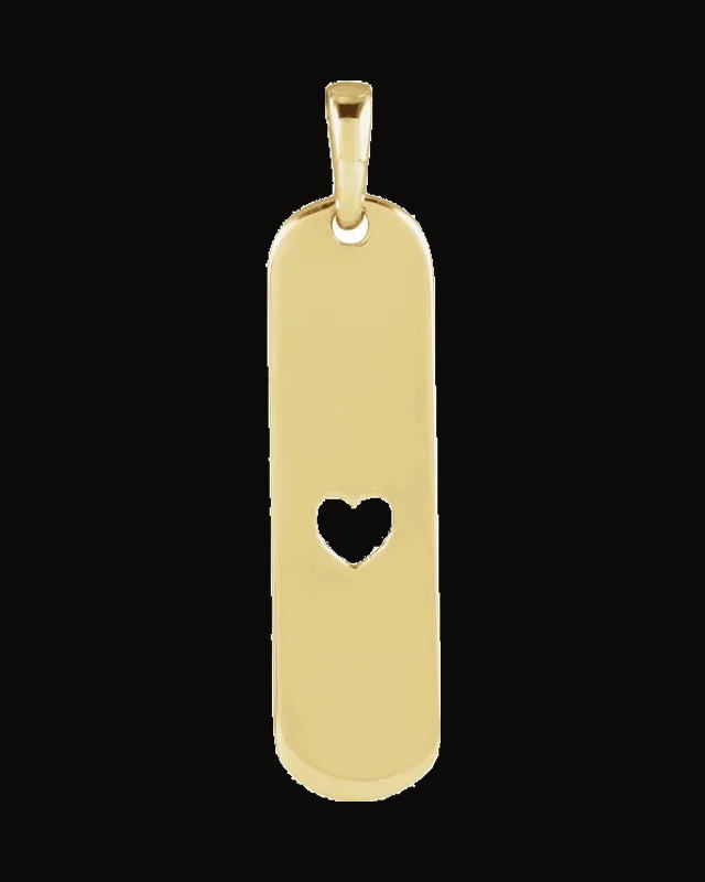 Engravable Heart Bar Necklace or Pendant — 14K Yellow Gold