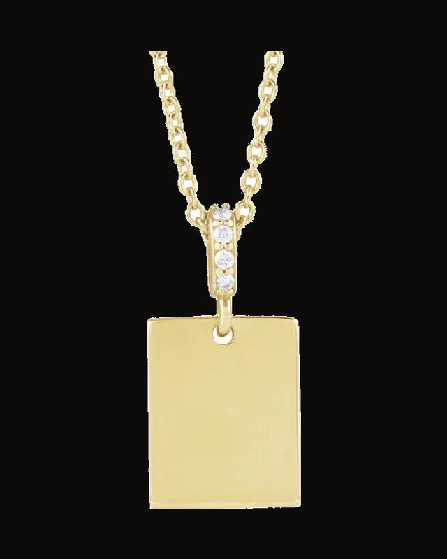 Engravable Accented Necklace or Pendant — 14K Yellow Gold · 0.02 CTW