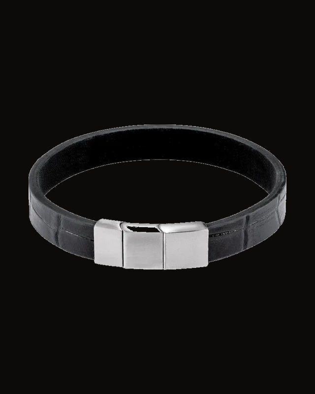 Leather Cord Bracelet With Brushed Stainless Steel Clasp