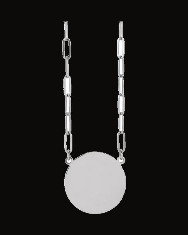Engravable Disc Necklace or Center — Sterling Silver