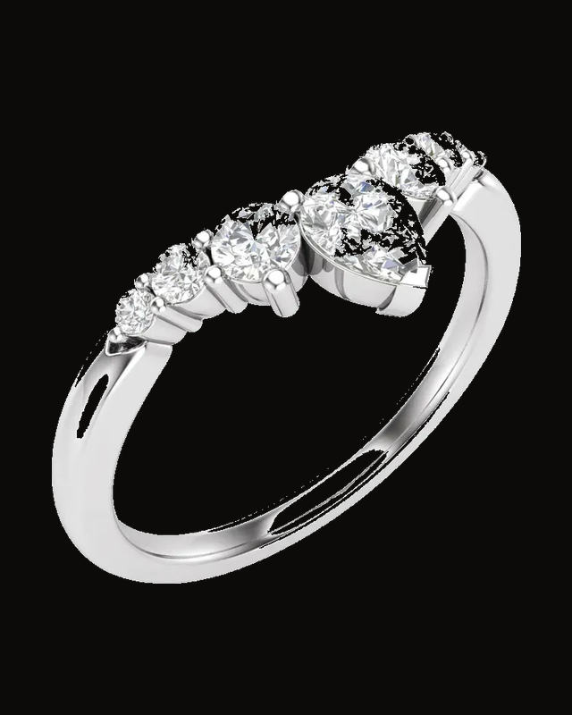 1/2 CTW Lab-Grown Diamond Contour Band — Rhodium-Plated on 14K White Gold · 1.46 mm