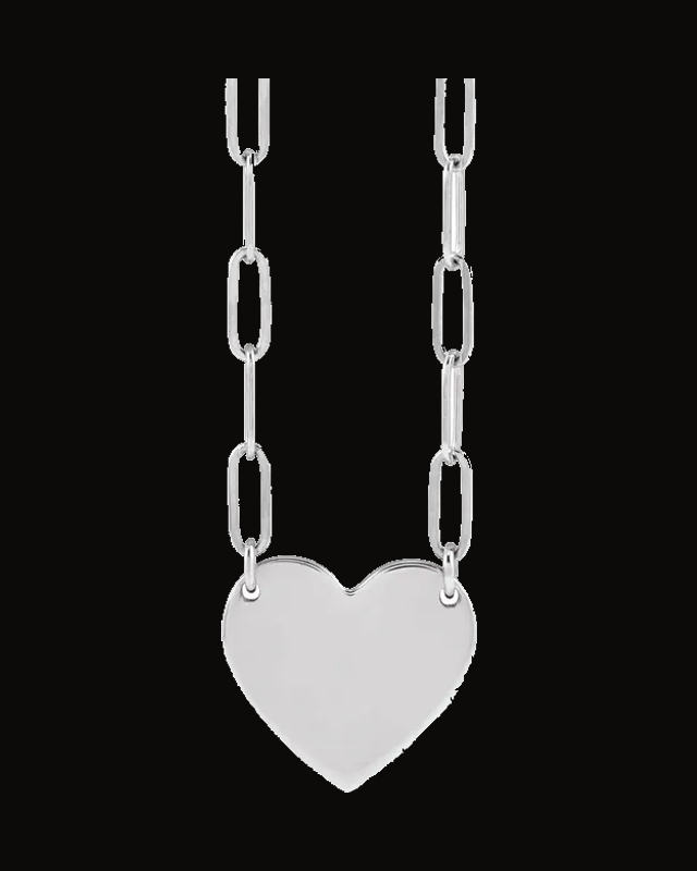 Engravable Heart Necklace — Paperclip-Style