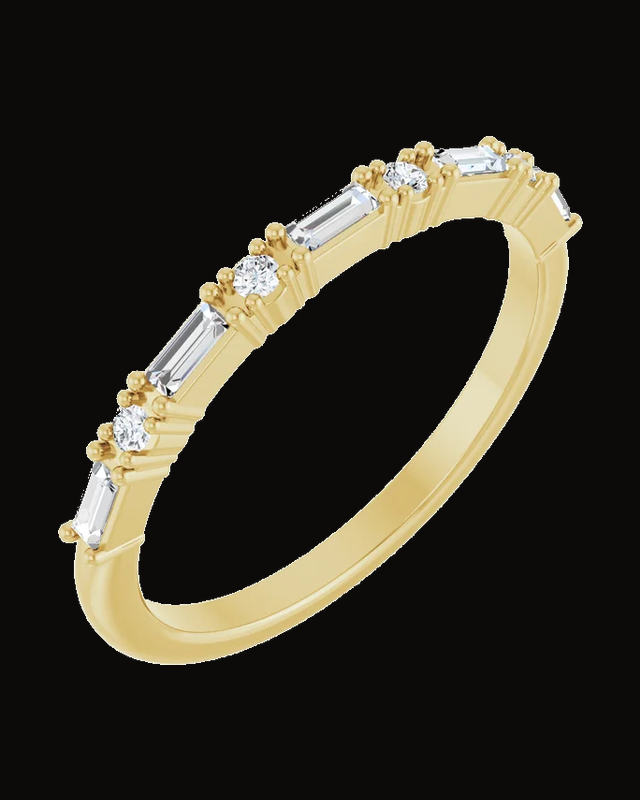 1/3 CTW Lab-Grown Diamond Anniversary Band — 14K White / Yellow Gold — Straight Baguette