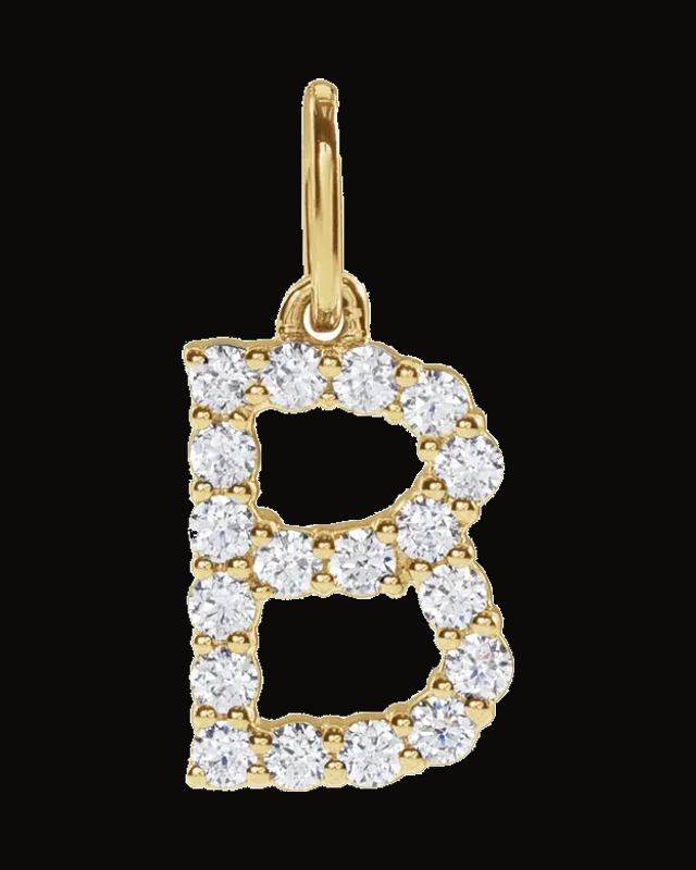 Accented Initial Necklace — 14K Yellow / White Gold