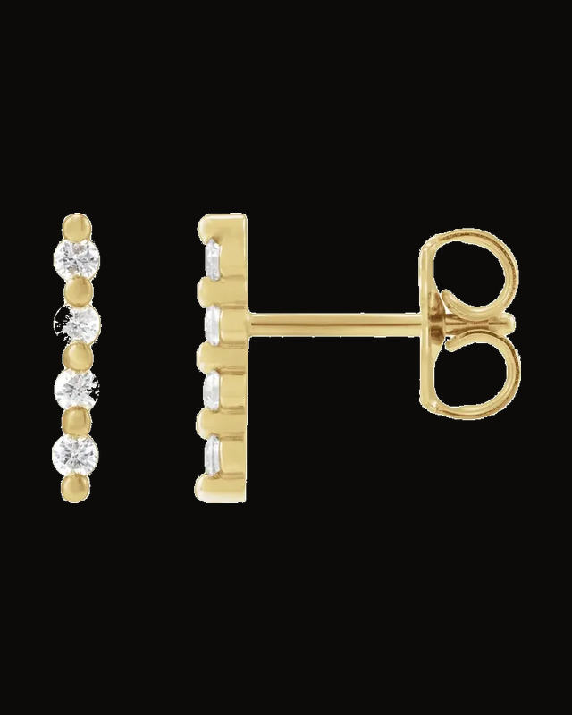 1/10 CTW Natural Diamond Bar Earrings — 14K Yellow Gold