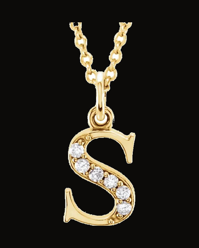 0.025 CTW Natural Diamond Initial Necklace — 14K Yellow Gold