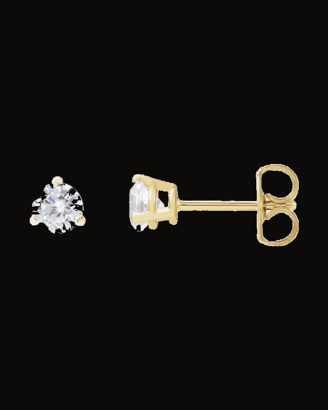 1/2 CTW Lab-Grown Diamond 3-Prong Basket Style Stud Earrings — 14K Yellow Gold