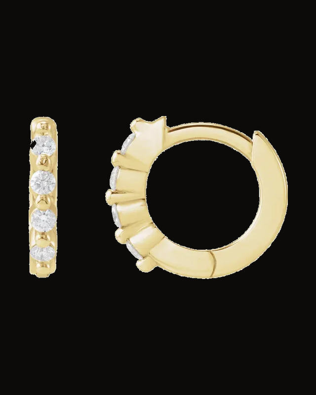 1/10 CTW Natural Diamond Hinged Hoop Earrings — 14K Yellow Gold · 1.5 mm