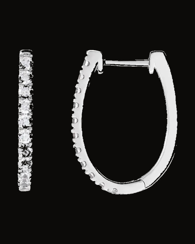 3/4 CTW Lab-Grown Diamond Hoop Earrings — Rhodium-Plated on Sterling Silver · 2 mm