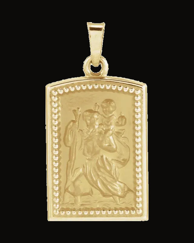 St. Christopher Medal Pendant — 14K Yellow Gold
