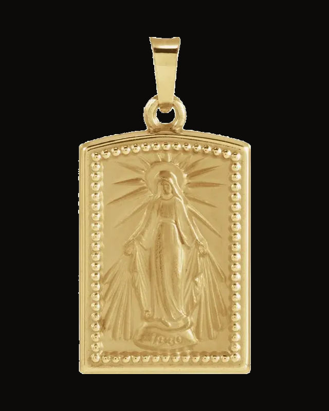 Miraculous Medal Pendant — 14K Yellow Gold