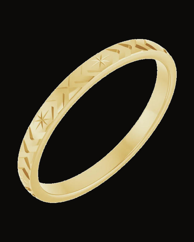 Geometric Comfort-Fit Flat Band — 14K Yellow Gold · 2 mm