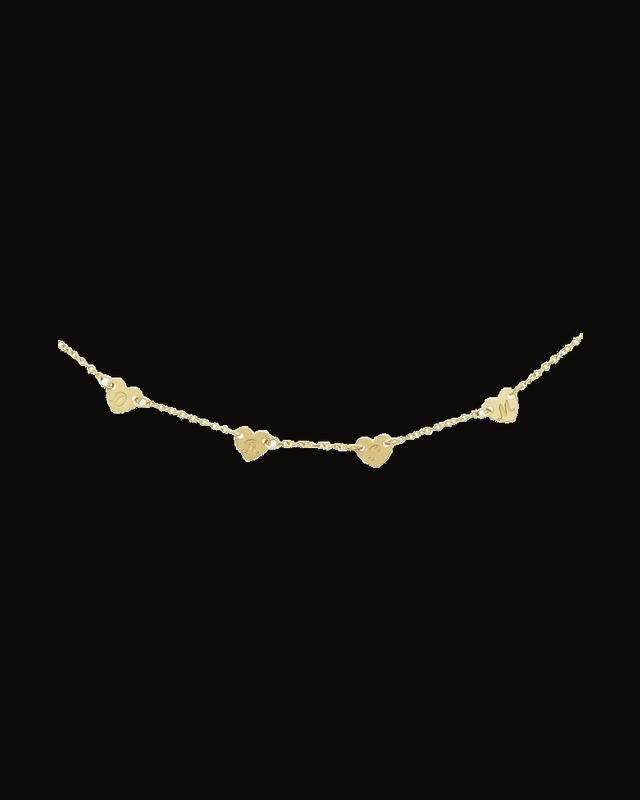 Engravable Family Heart Disc Necklace — 14K Yellow Gold