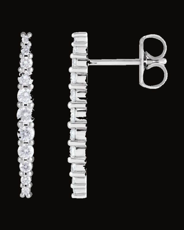 3/8 CTW Lab-Grown Diamond Graduated Drop Earrings — Rhodium-Plated on 14K White Gold