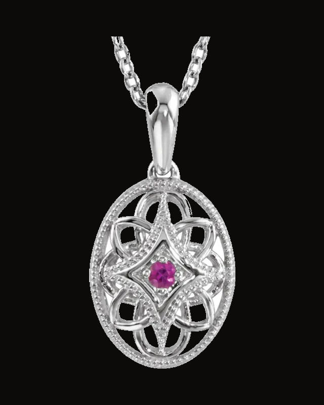 Accented Vintage-Style Necklace — Rhodium-Plated on Sterling Silver · 2 mm
